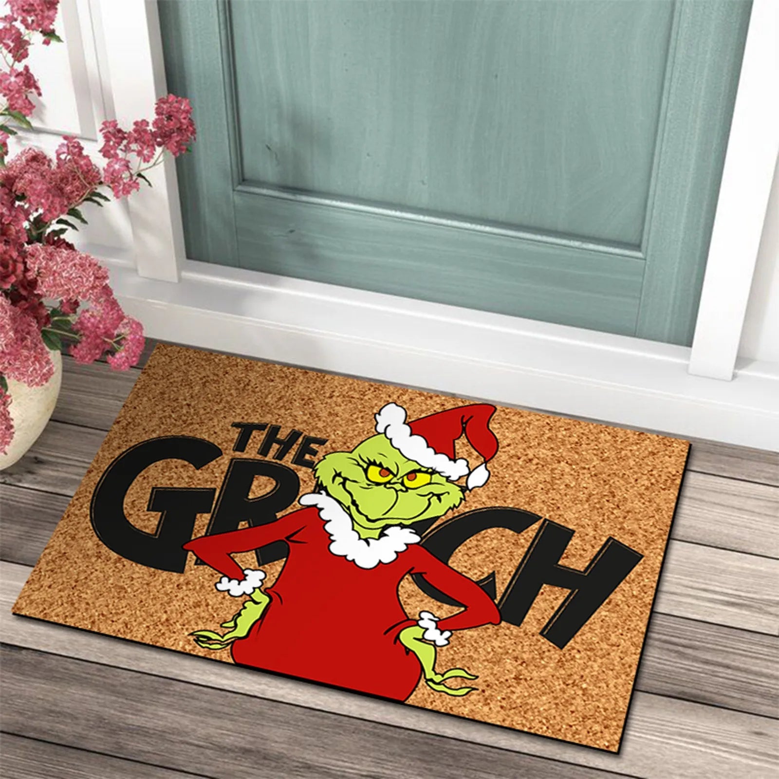 Julmatta med Grinch-design - Ett glatt välkomnande för helgerna