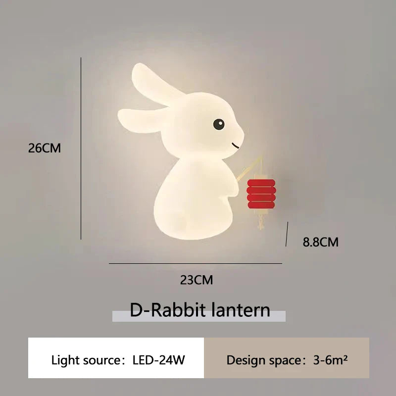 RabbitLicht - Söt LED Kanin Vägglampa för Barnrum