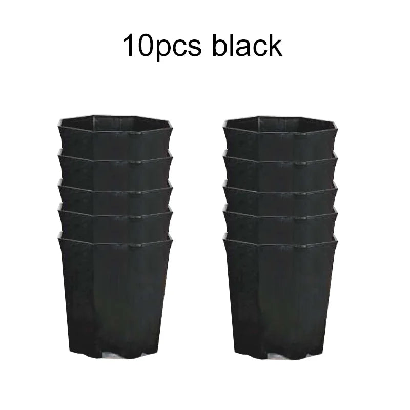 Carvallo Octa | 10-pack åttkantiga blomkrukor | Svart & Vit | Andningsbar | För suckulenter & sticklingar | Ø 8 cm