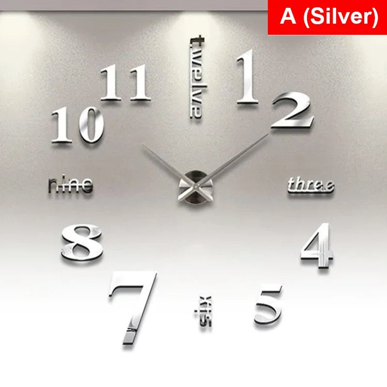 3D Spegel - Romerska Siffror DIY Väckarklocka för Modern Dekorering