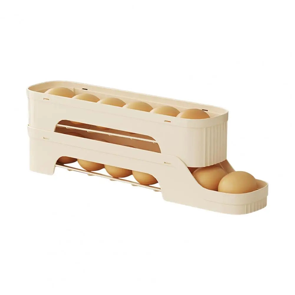 Carvallo RolloMaxx | 4-lagers äggorganisatör | Platsbesparande & Självrullande | Transparent design