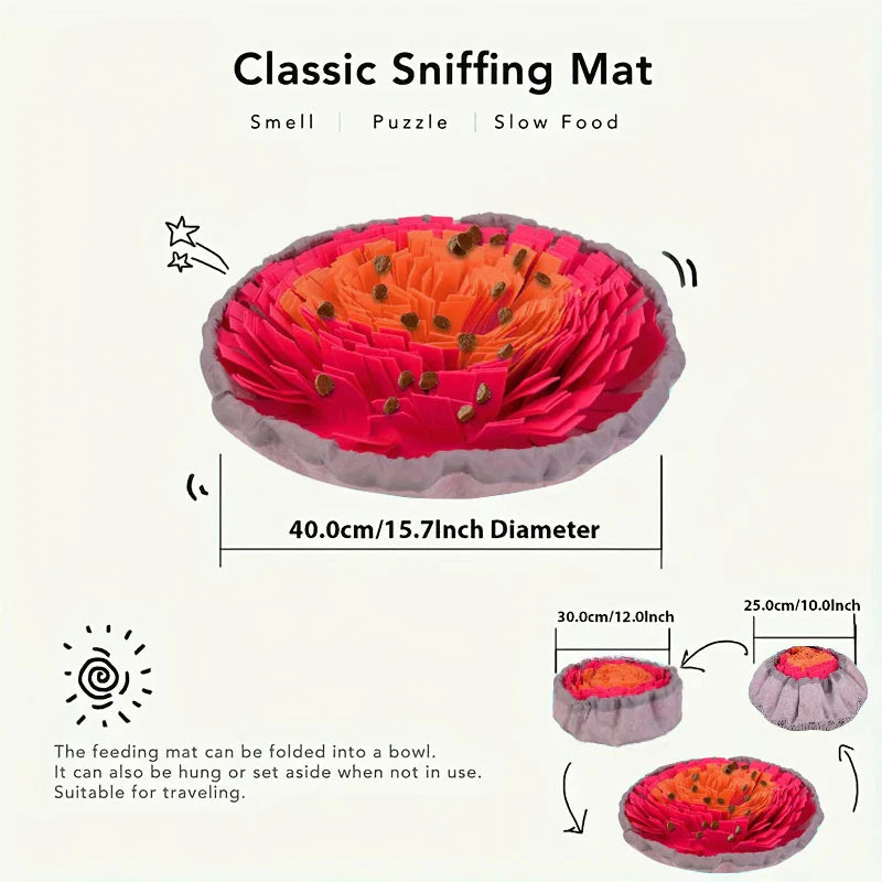 SchnuffelSpaß | Tvättbar snuffelmatta för hundar | Intelligens- & träningsleksak | Fällbar & halkfri