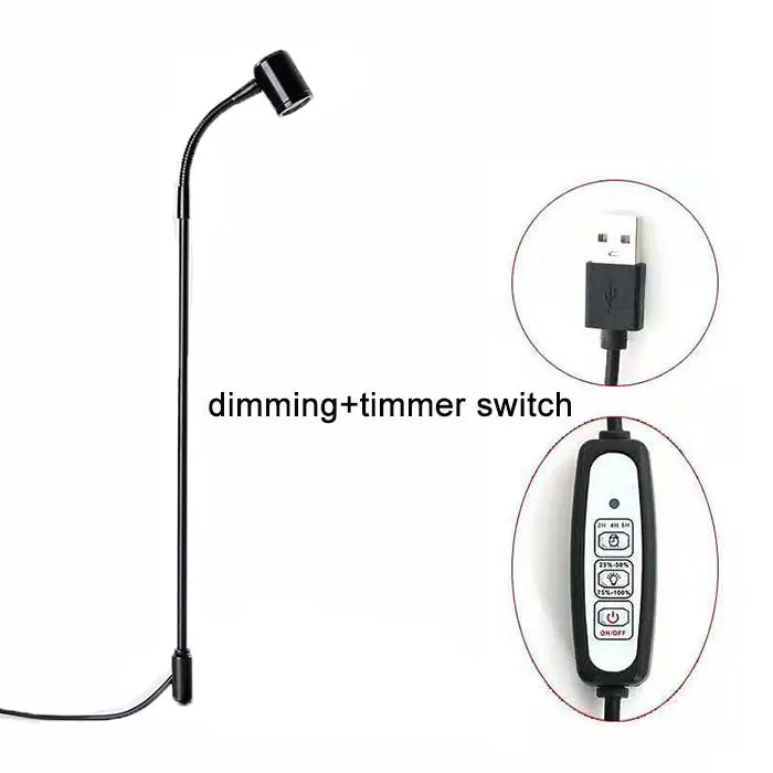 Carvallo USB växtlampa med stativ | Höjdjusterbar & Flexarm | 3W LED | Kallvitt ljus (6000K) | För inomhusväxter