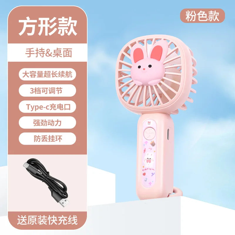 Carvallo-Handventilator BreeziPop | USB-laddning | Tyst & Bärbar | Söt tecknad design