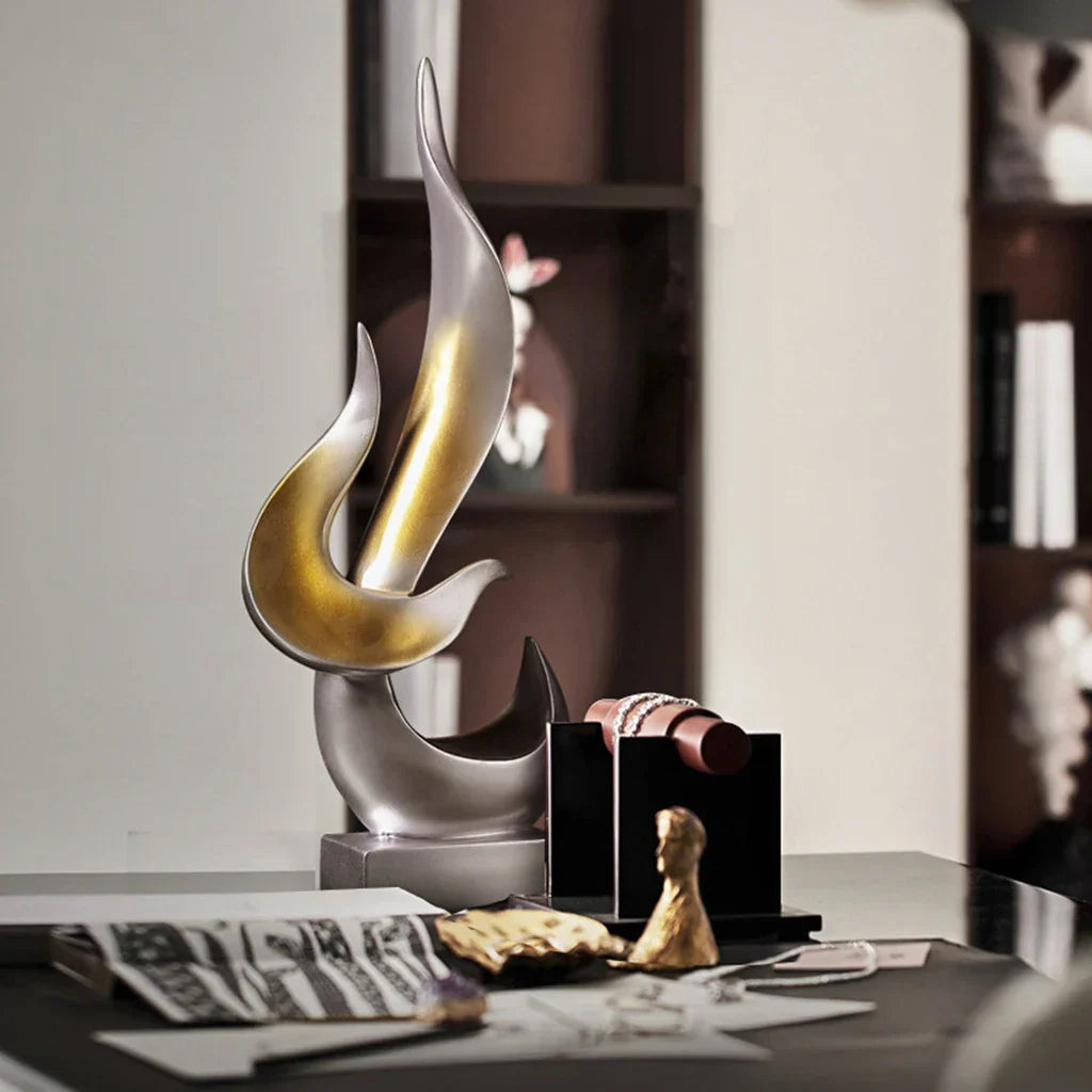 Eternal Ornament Sculpture | Abstract Resin Art | 15.3" Modern Dekor