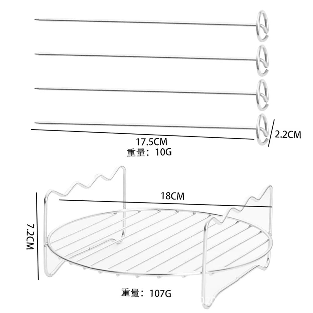 Carvallo rostfritt stålställ för luftfritös | Dubbelskikts insats & bakplåt | Tillbehör för Airfryer, BBQ & ugn | Diskmaskinssäker & rostfri