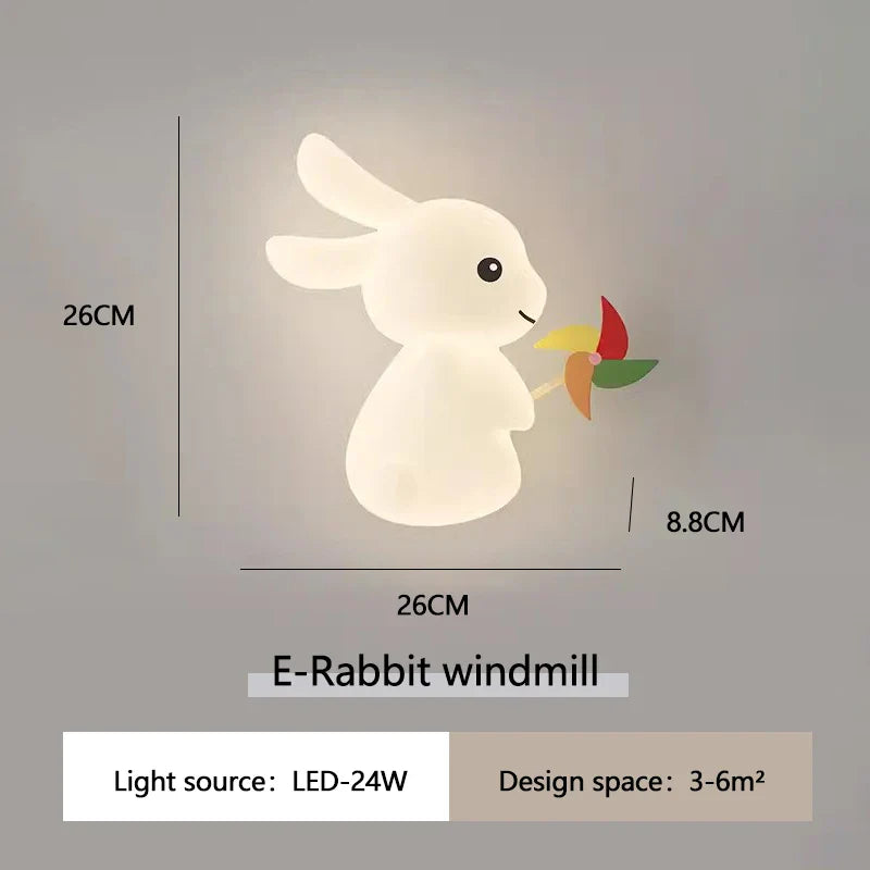 RabbitLicht - Söt LED Kanin Vägglampa för Barnrum