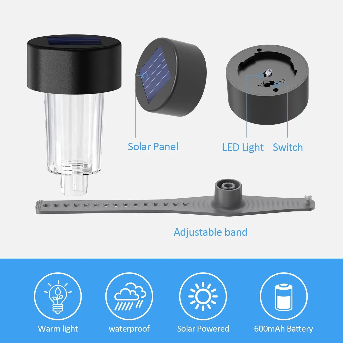 Carvallo Pool Light | Sol-LED-lampa för pool och trädgård | Miljövänlig & Säker | Enkel installation