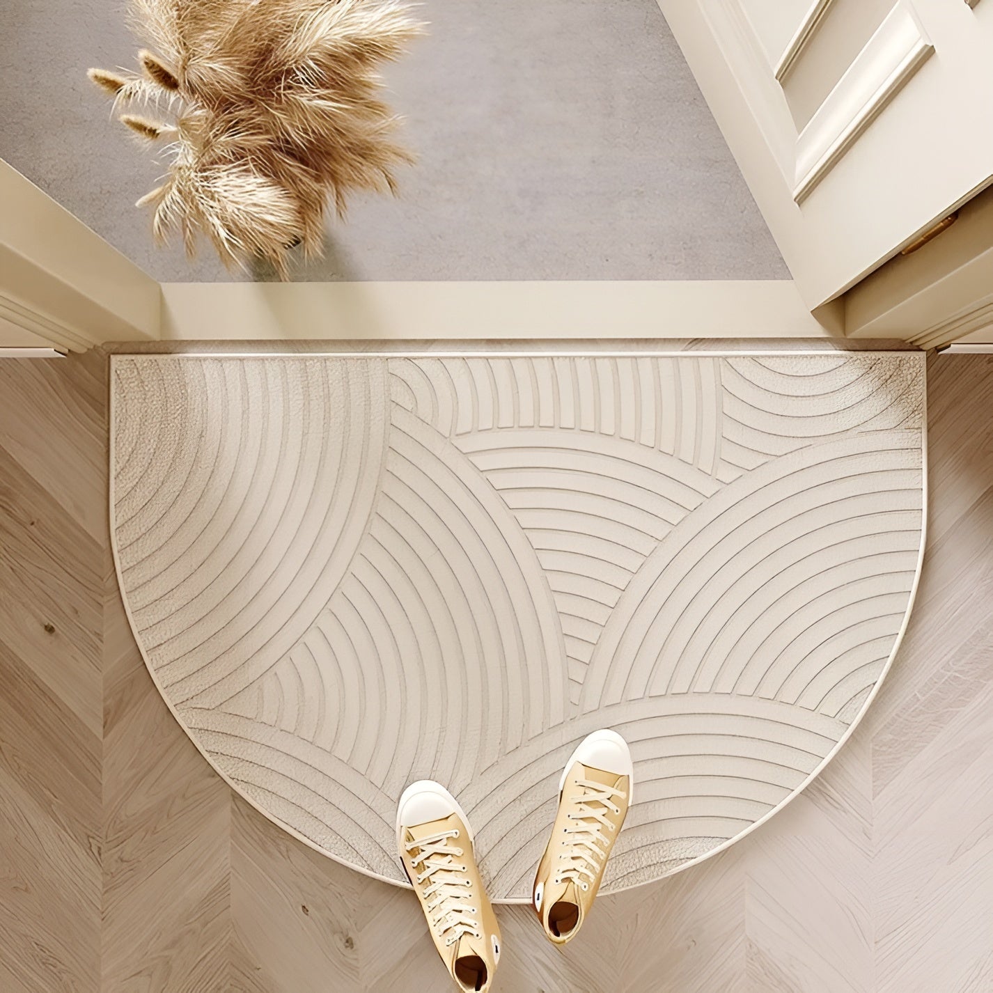 Halvkrets dörrmatta – Halkfri och dekorativ | För inomhus- och utomhusbruk, hall och vardagsrum
