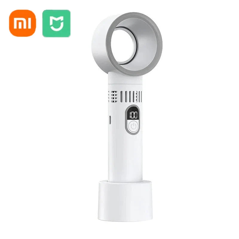 Carvallo Bladeless Handfläkt med Digitaldisplay | 100-Stegs Vindkraft | USB-laddning & 3000mAh Batteri | Bärbar Turbofläkt