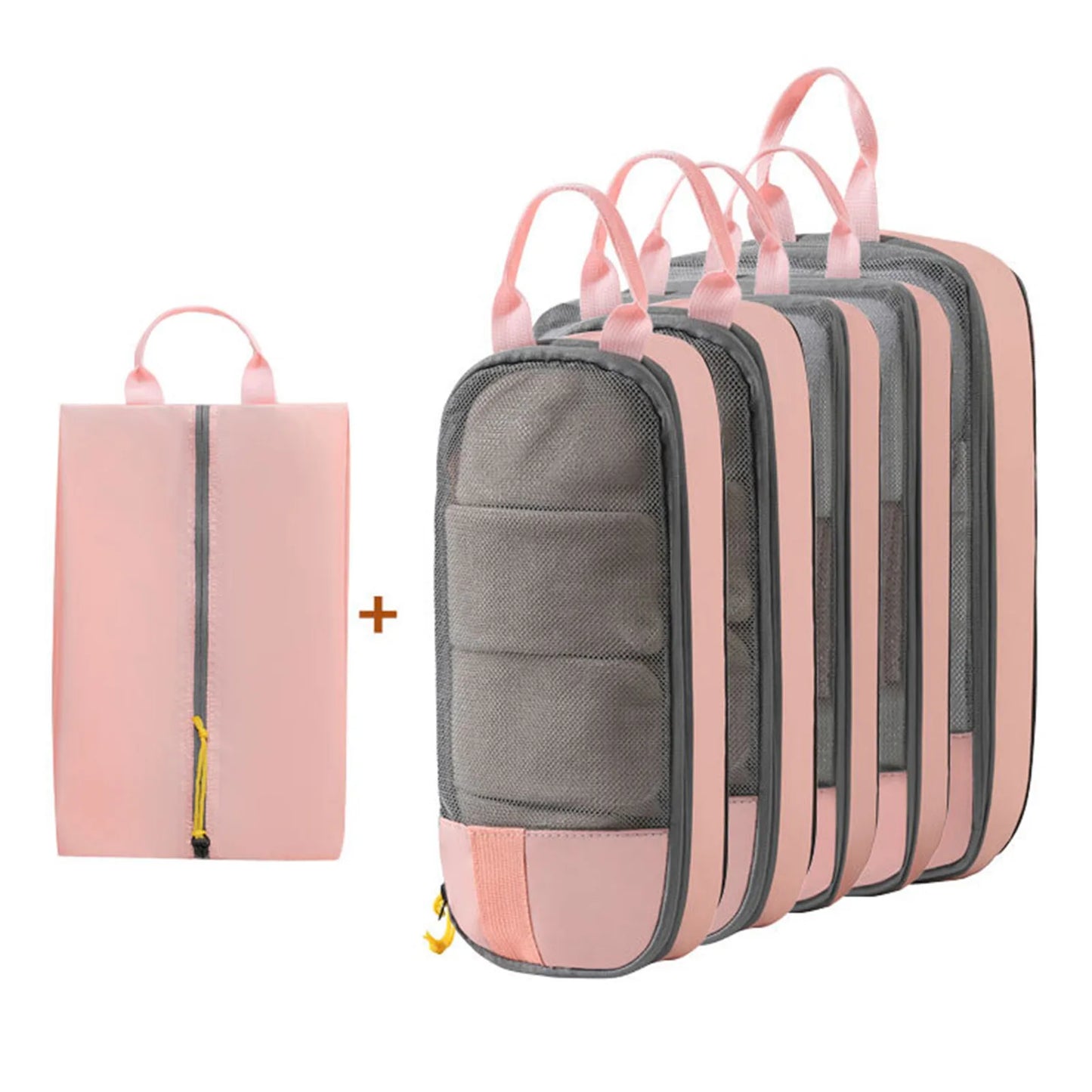 Carvallo Researrangör Set | Kompressionspåsar för kläder & kosmetik | Platsbesparande & rivfast | Oxford-tyg