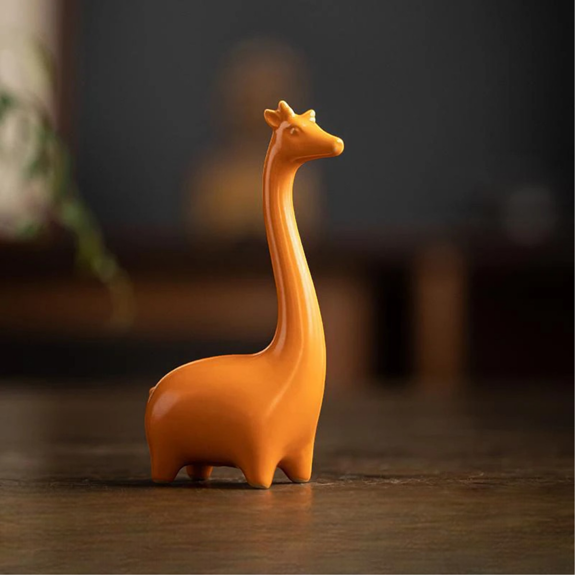 SereniTales - Minimalistisk keramisk giraff- och elefantfigurer för elegant inredning