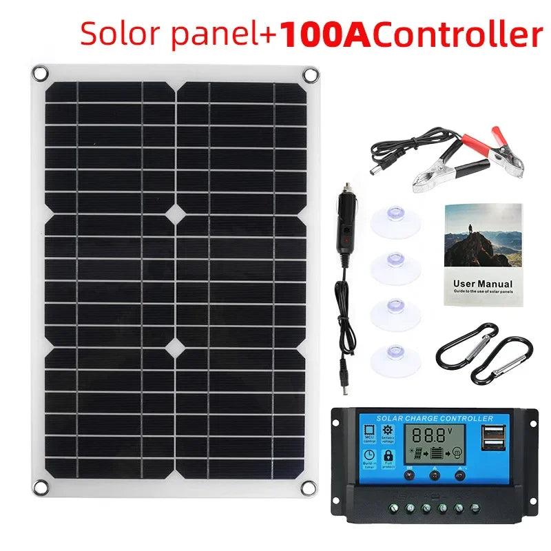 Carvallo Solpanel 1200W | Flexibel 12V Laddpanel | 2x USB & 100A Laddregulator | Utomhus Camping