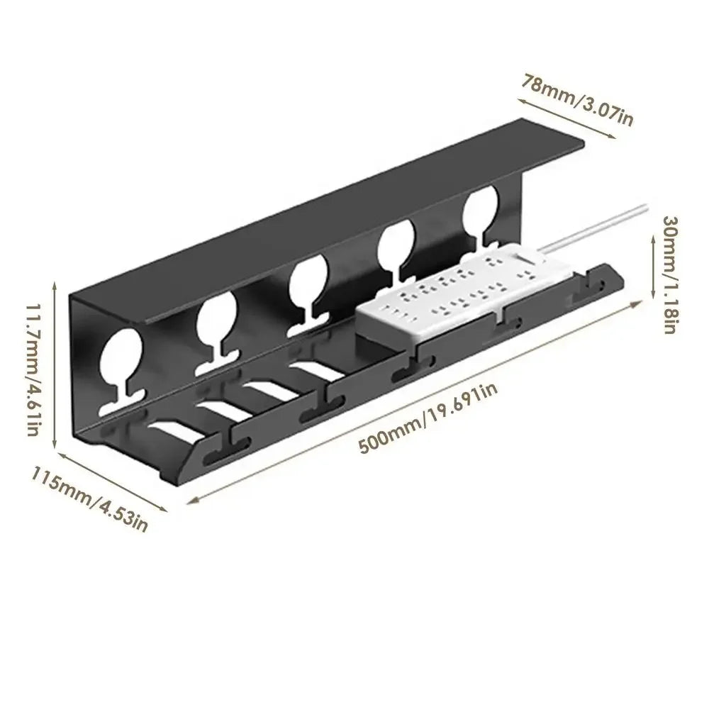 Carvallo DeskFixx | Under-bord Kabelhantering | Ingen borrning | Robust stålhylla | Svart