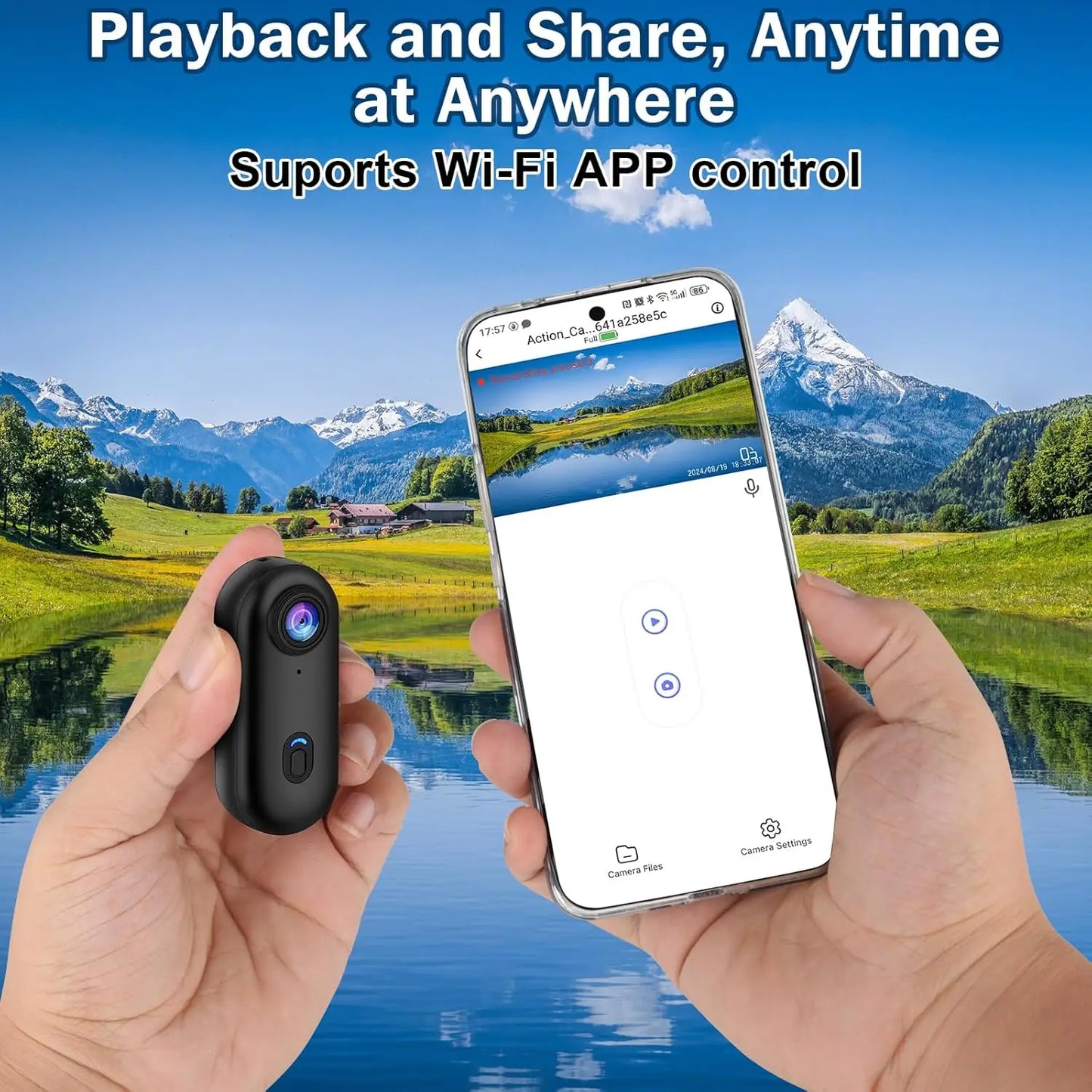 Carvallo Mini 4K Action- & Bodycam | Ultralätt (35,7 g) | Magnetisk, Vattentät & Återuppladdningsbar | För cykel, motorcykel, hjälm & utomhus