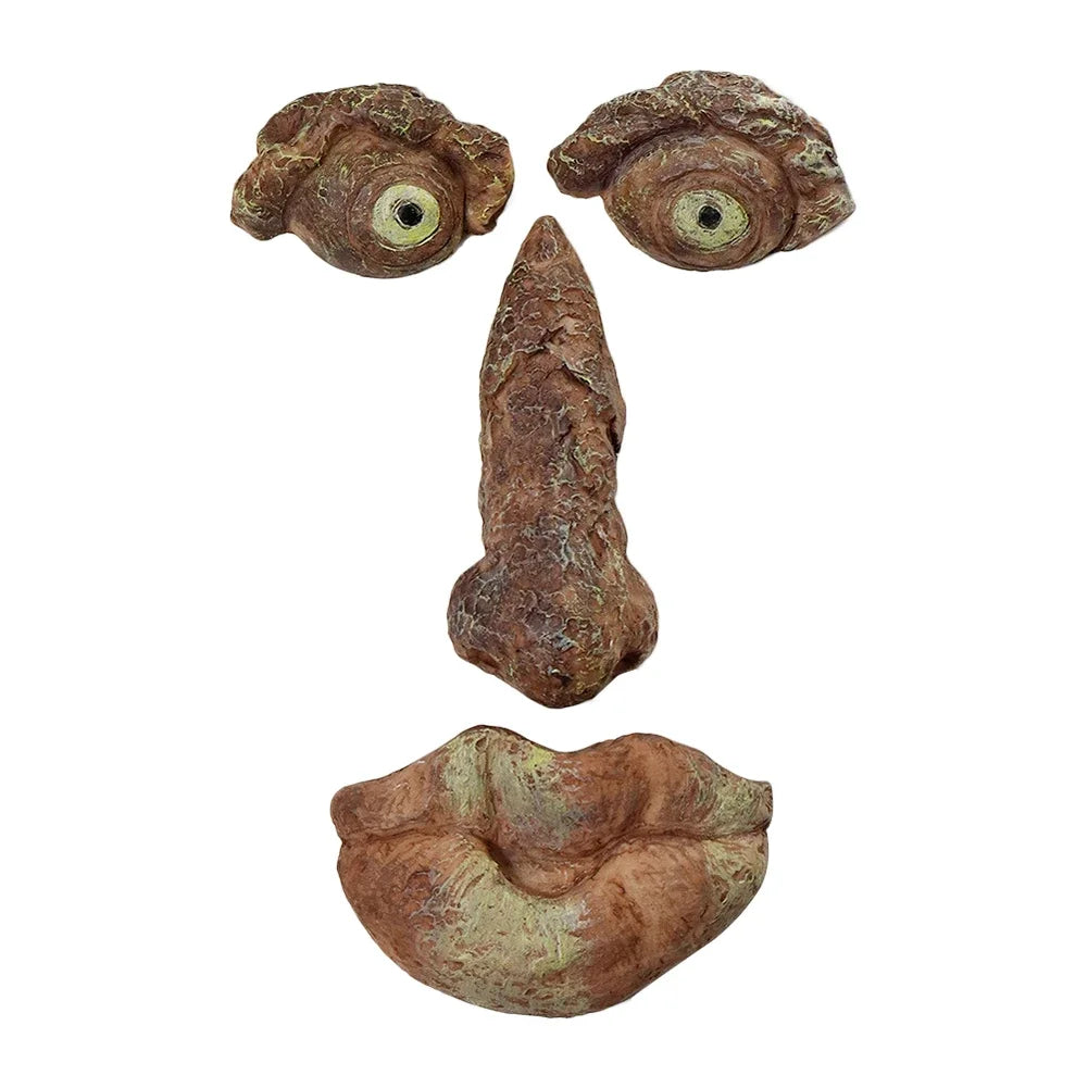 Carvallo Trädansikte Dekofigur | Handmålad harsskulptur | Rolig trädstamsfigur för trädgård & helgdagar | DIY-trädansikte