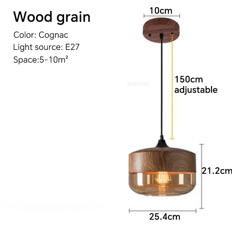 Nordic Wood Glas Pendel Ljuskrona – Modern Hängande Lampa
