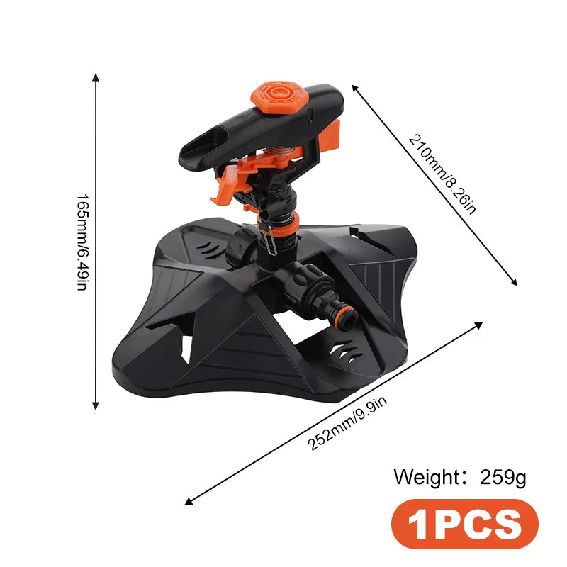 Carvallo Trädgårdssprinkler HydroSpin 360 | 12 m Räckvidd | 360° Rotationsfunktion | För Gräs, Trädgård & Jordbruk | 21 × 25,2 × 16,5 cm