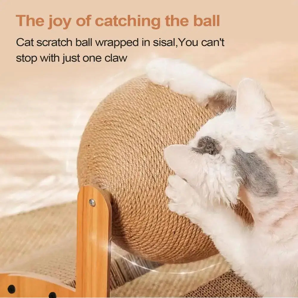 Royallure Hållbar Katt Klösträd med Snurrande Sisalboll – Hålig Design, Stabil