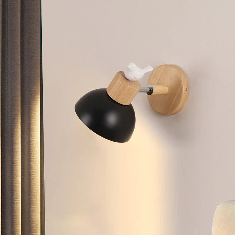 NordicWood - LED Vägglampa Trä Järn Belysning