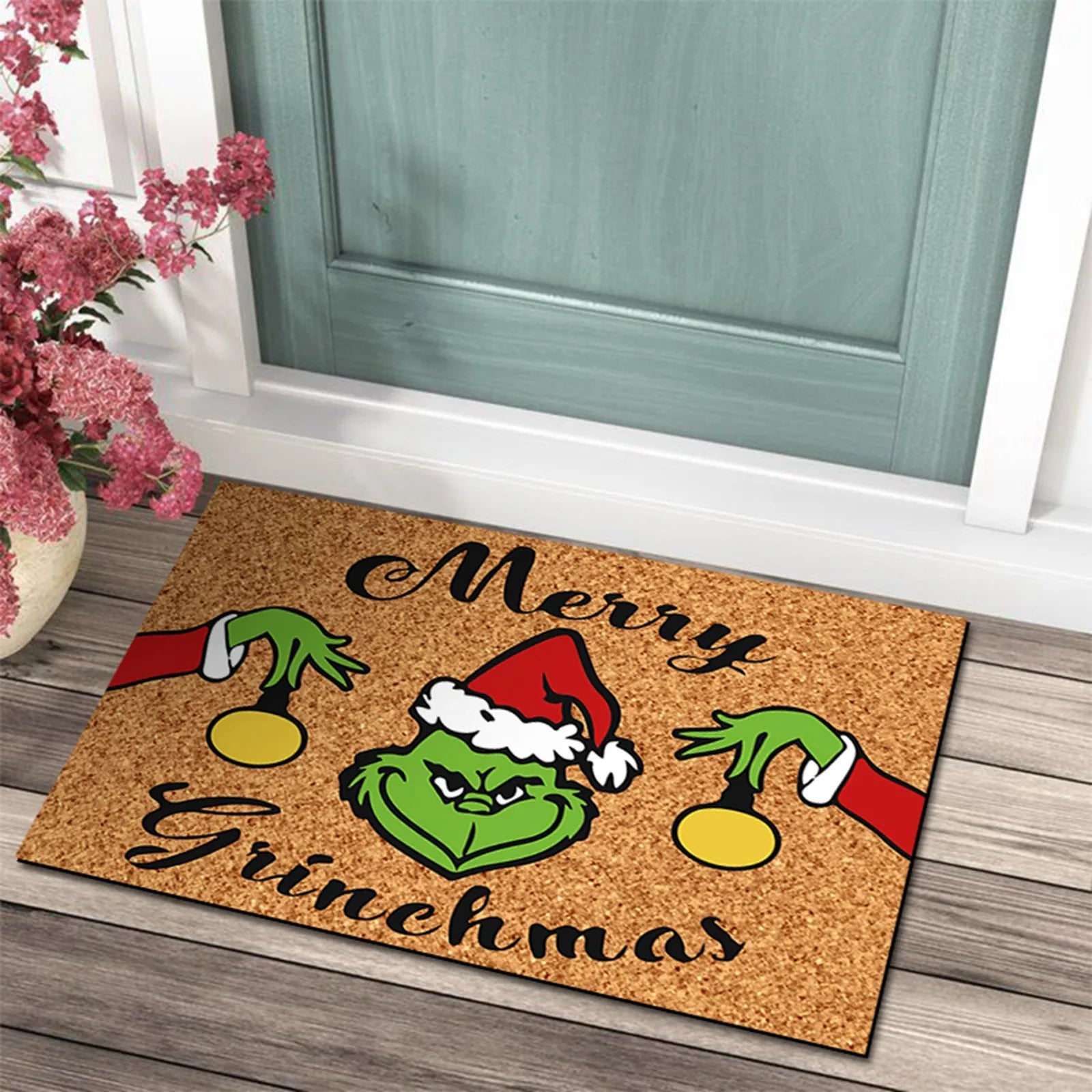 Julmatta med Grinch-design - Ett glatt välkomnande för helgerna