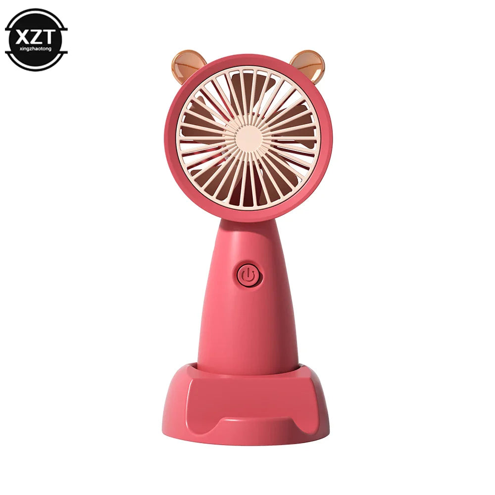 Carvallo Mini-Handfläkt | USB-uppladdningsbar | Med nackrem & stativ | Tyst & bärbar | För kontor, resa & på språng