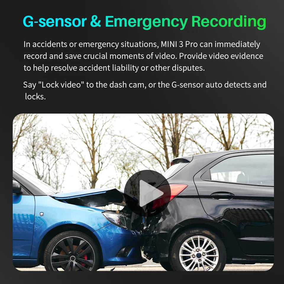 Royallure Mini Dash Cam med WiFi, röststyrning och 24H parkeringsvideoinspelare