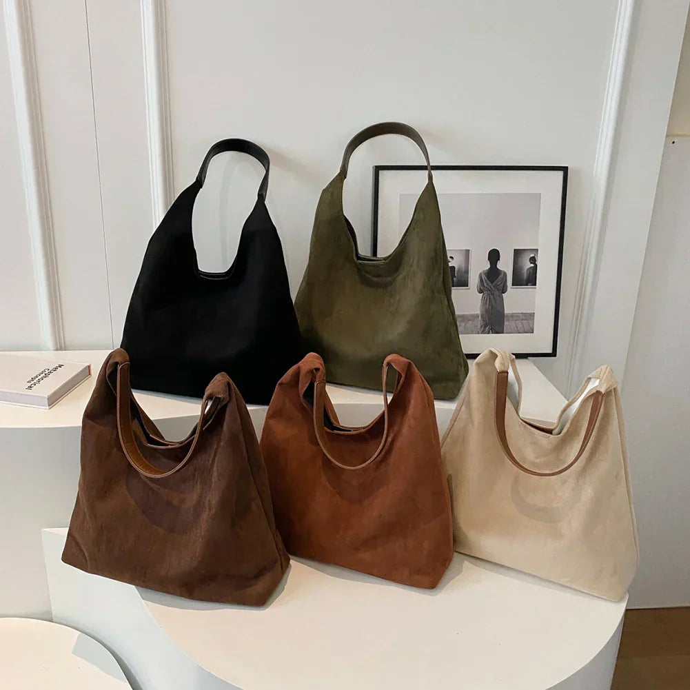 Skulderväska Faux Suede Mjuk Tote för Kvinnor