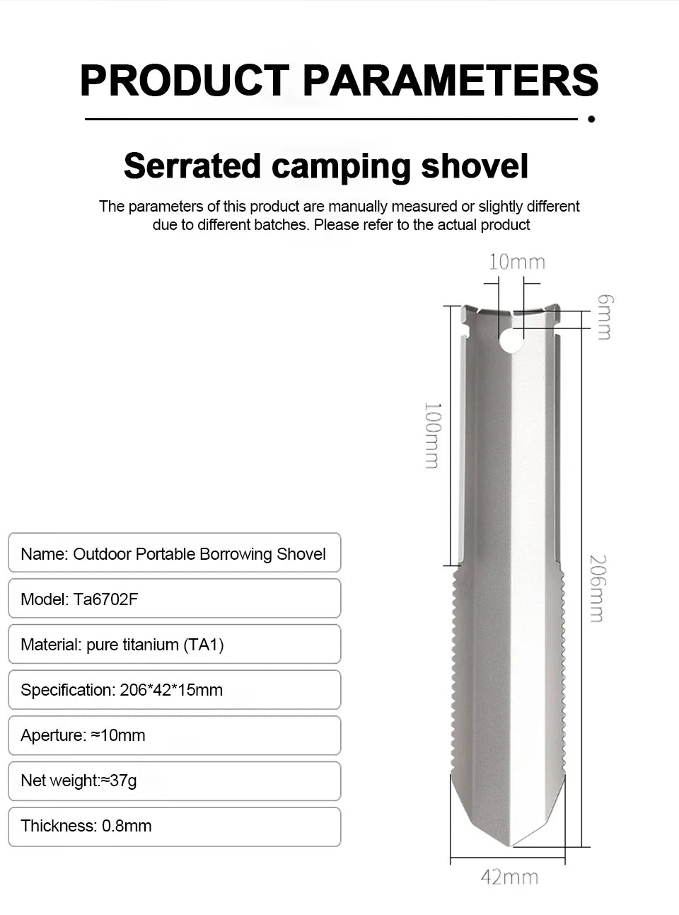 Carvallo EdgeLite Titan-handspade med vågslip & clips | Ultralätt & rostfri | För camping, trädgård & utomhus