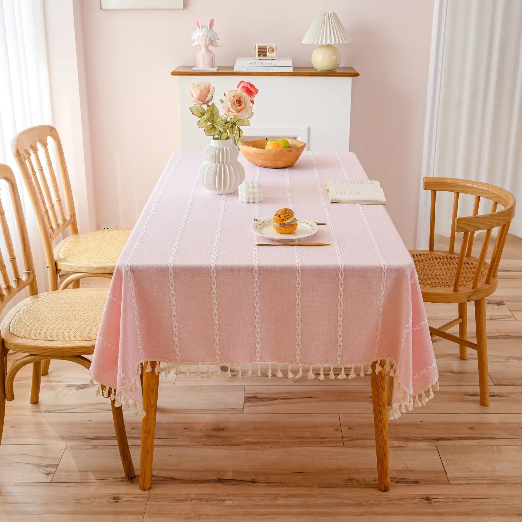 Tidlös Bomull-Linne DUK med Fransar