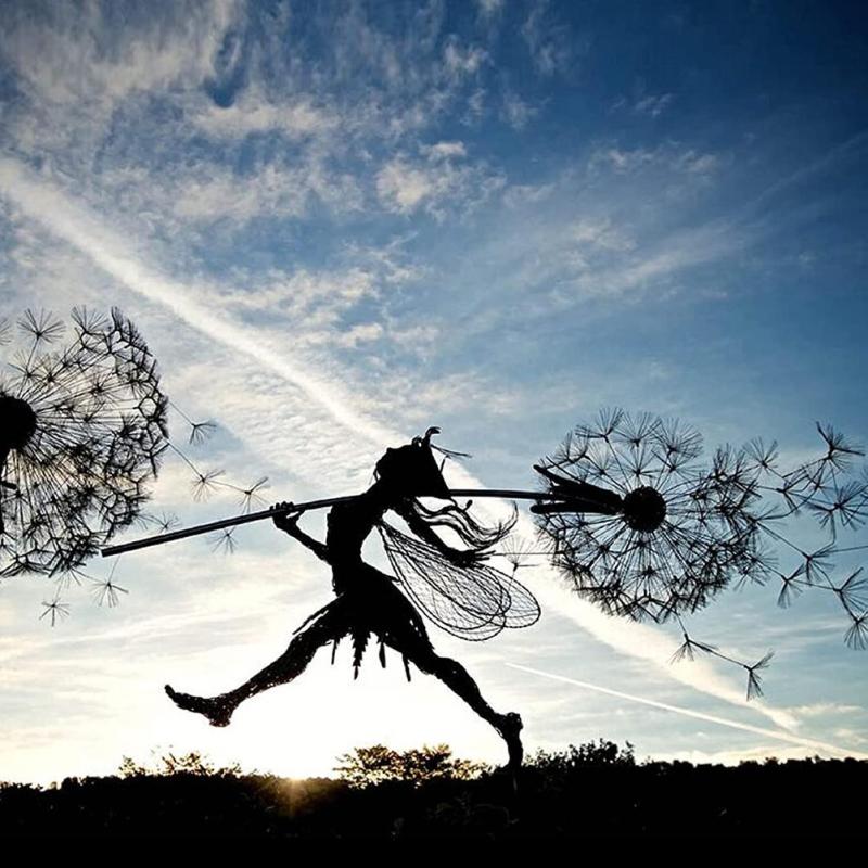 Fairy Garden Sculpture | Detaljerad Metall Dekor för Utomhus