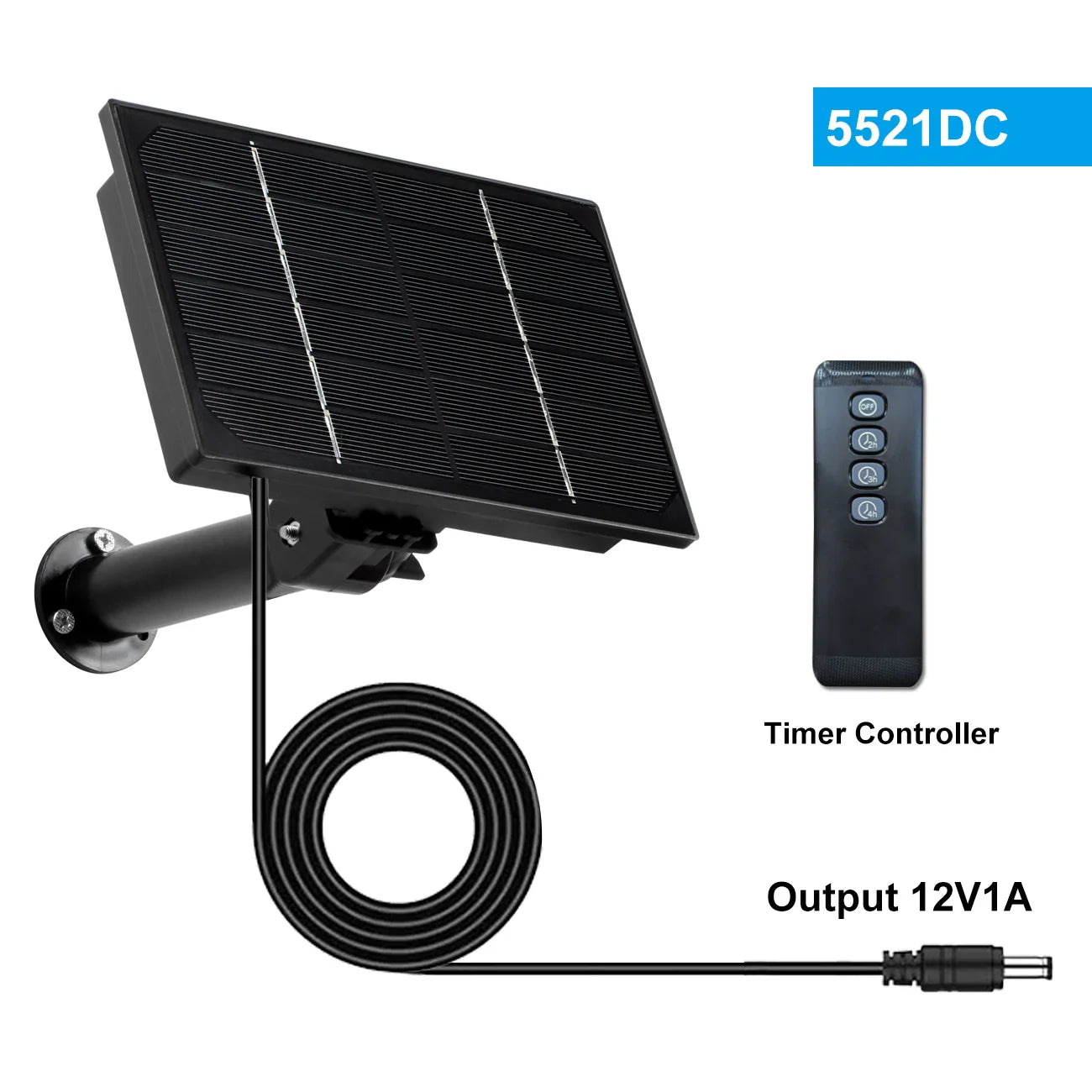 Carvallo 4W solpanel laddare för utomhusbruk | IP66 vattentät | Med USB/Typ-C/DC anslutningar & timer-funktion | För 6×18650 batterier (ingår inte)