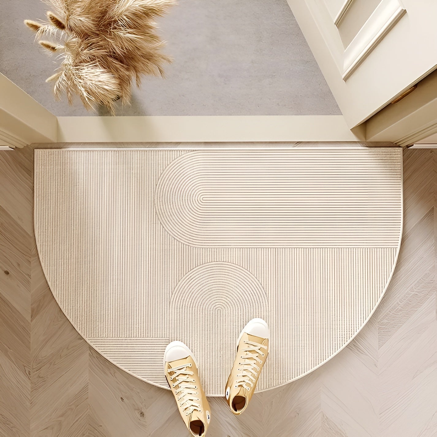 Halvkrets dörrmatta – Halkfri och dekorativ | För inomhus- och utomhusbruk, hall och vardagsrum