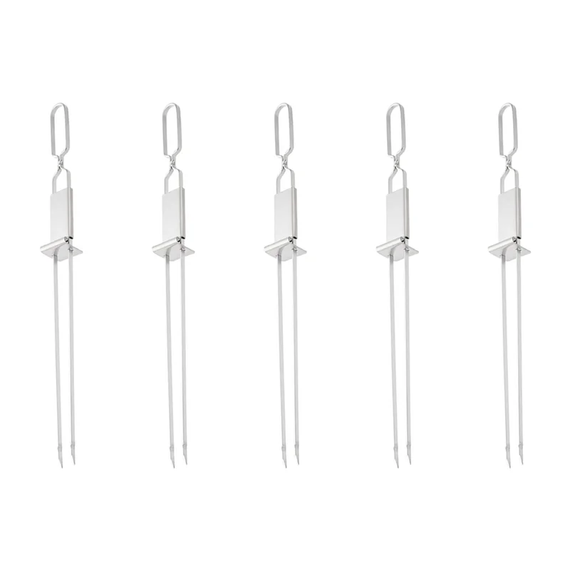 Carvallo rostfria grillspett | Dubbla piggar med skjutmekanism | Ă
teranvÀndbar & diskmaskinssÀker | 32 cm