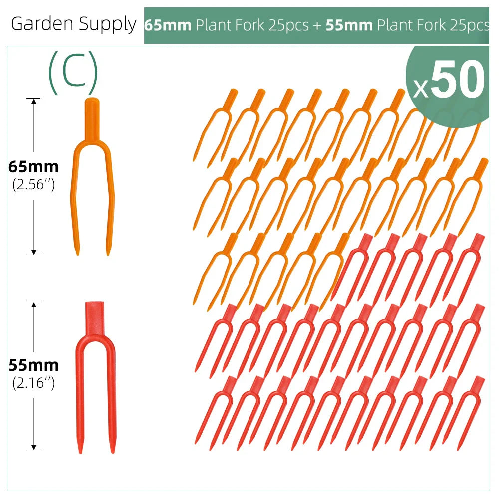 Carvallo | 50-piece set plant stem and vine fixers | 5.5 cm & 6.5 cm | Stable attachment for strawberries, watermelons & climbing plants
