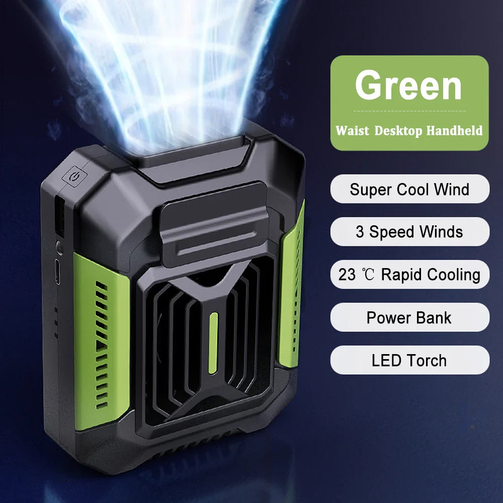 Carvallo Clip-Ventilator AeroClip | Med LED & Powerbank | USB-laddningsbar | För midja, hals & utomhus