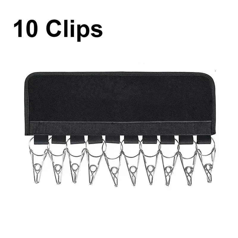 Carvallo Fällbar klädhängare med 10 rostfria klämmor | Hatt- & handdukshängare | Rostfritt & platsbesparande | Svart