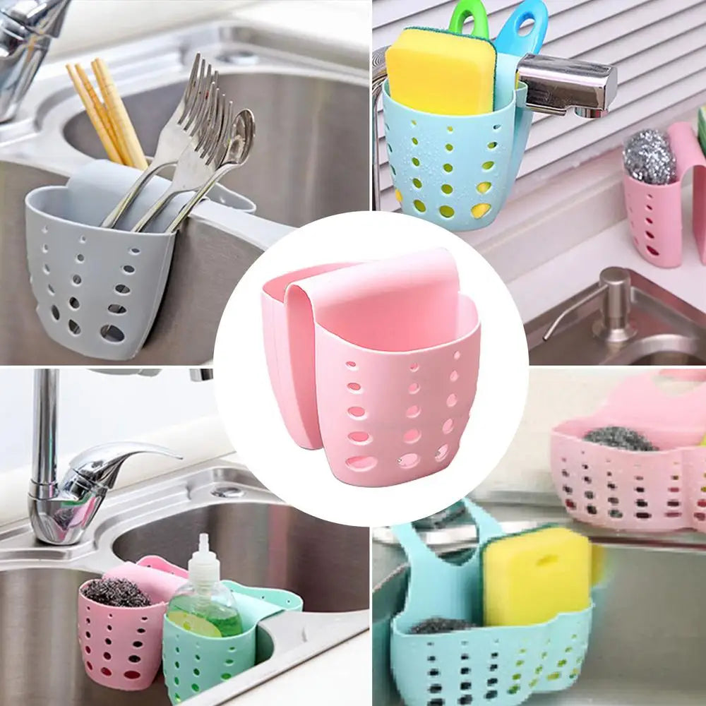 Carvallo-Organizer DuoGrip | Sadel-design i silikon för dubbelhandfat | Svamp- & tvål-hållare | Flexibel & halkfri