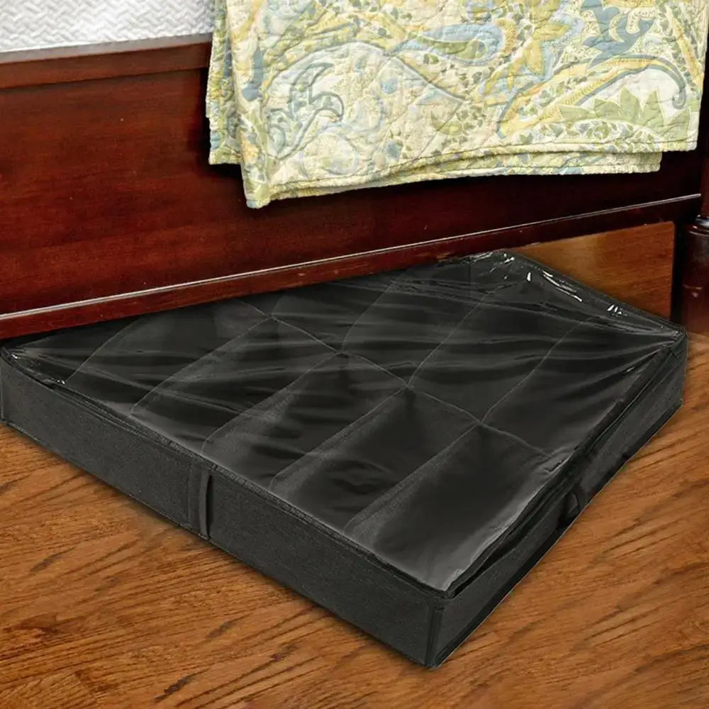 Royallure Under-Bed Skoväskor (2-Pack) – Dragkedjestängning, Rymmer 24 Par, Platsbesparande