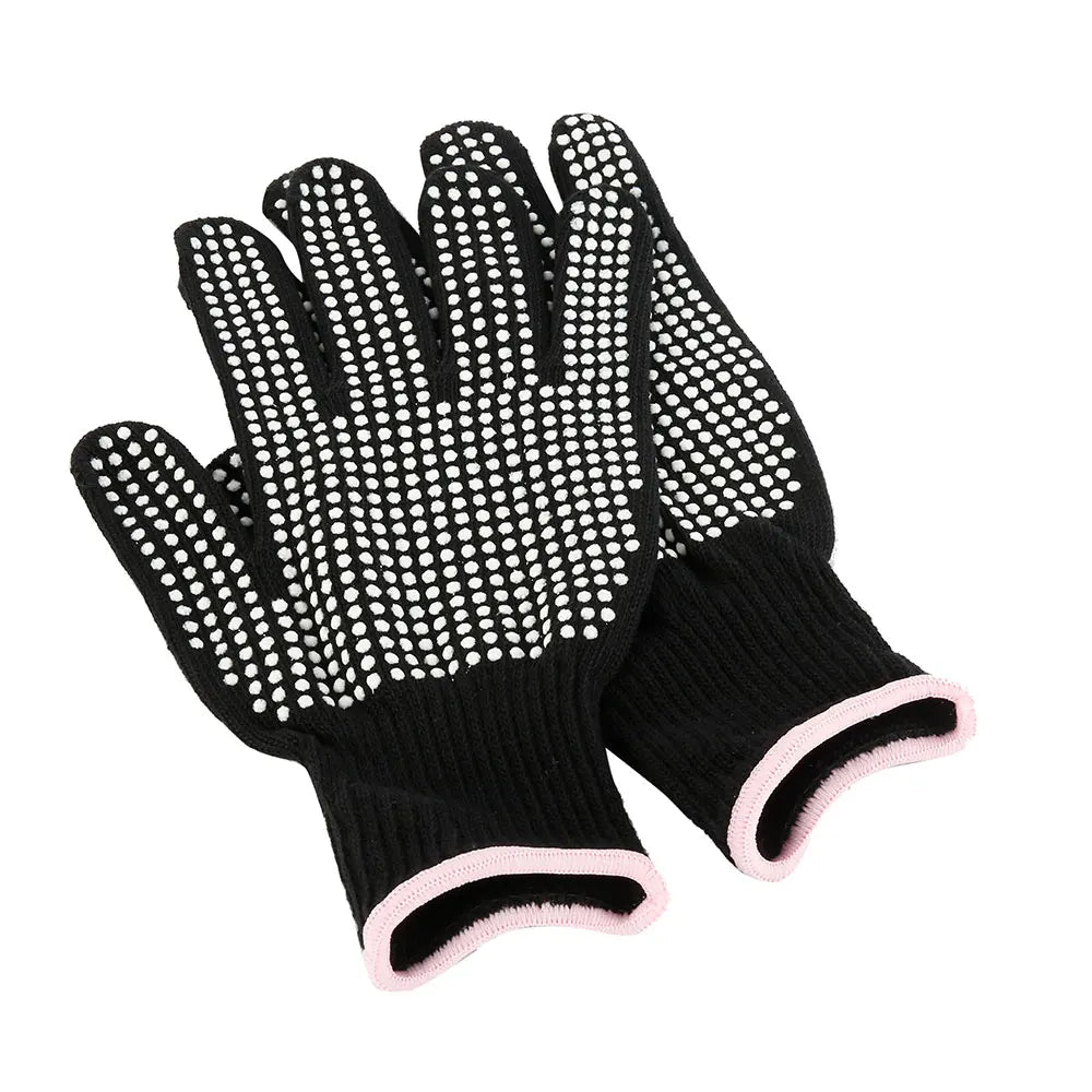 Carvallo Stylist Gloves | Heat-resistant & Flexible | 1 Pair | Black with Dots