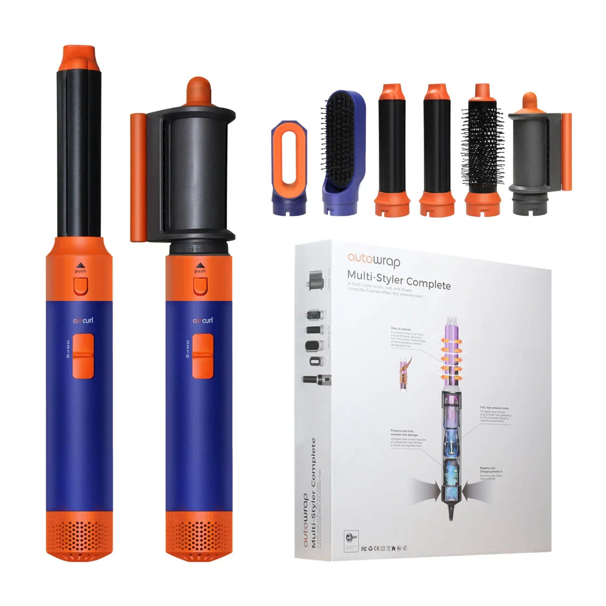 Carvallo-Föhn StyleVibe Pro 6-in-1 | Hårtork, plattång & locktång | Med borstandvändningar | 220–240 V EU-kontakt