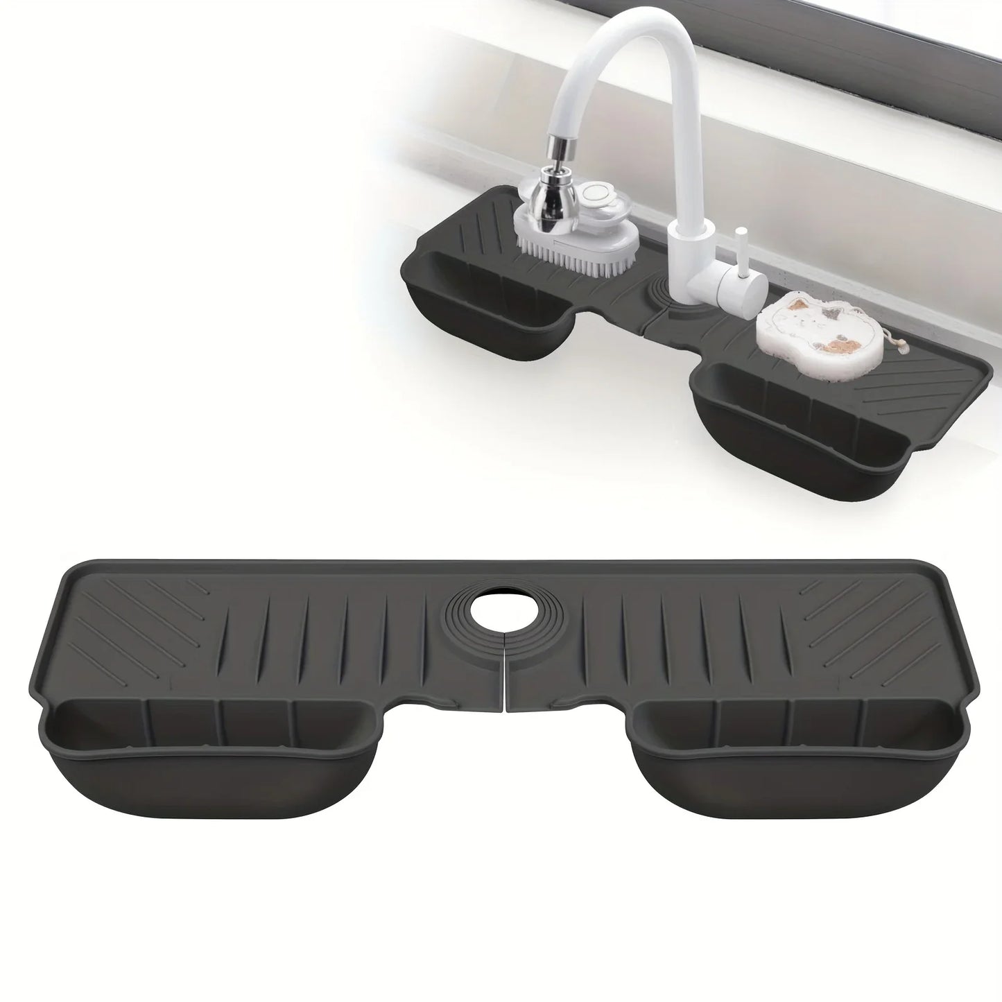 Carvallo Spülmatte | Rutschfast & mögelfri | Värmebeständig silikonavlastningsmatta för diskho & kran | Fällbar & diskmaskinssäker