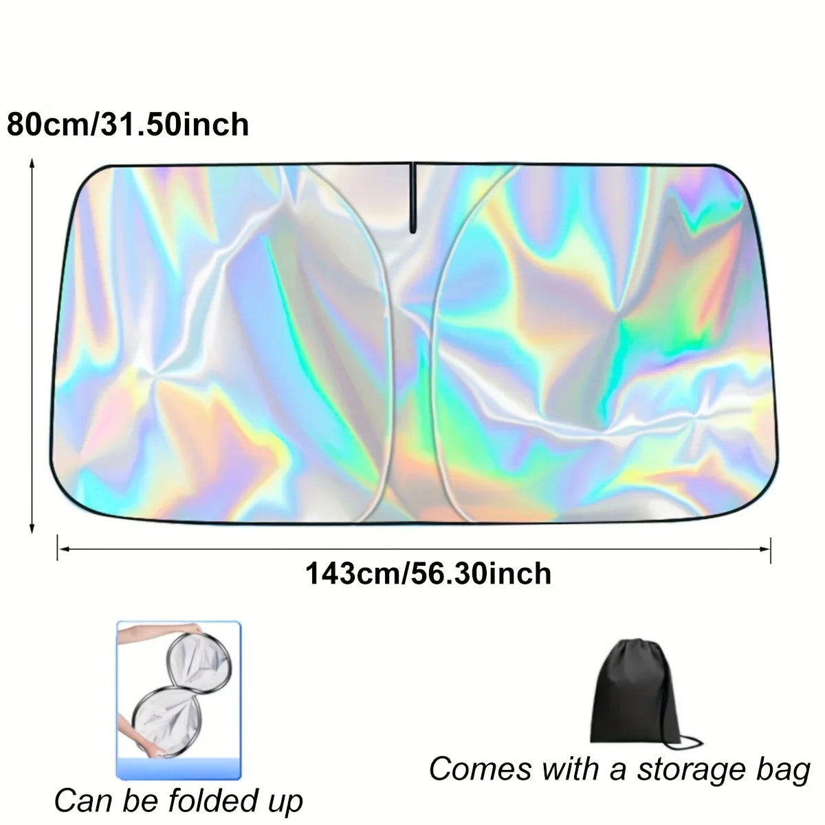 Carvallo Fällbart Bilsolskydd | Värmeskydd med Lasereffekt | UV-blocker för vindrutan | Reflekterande & Kompakt