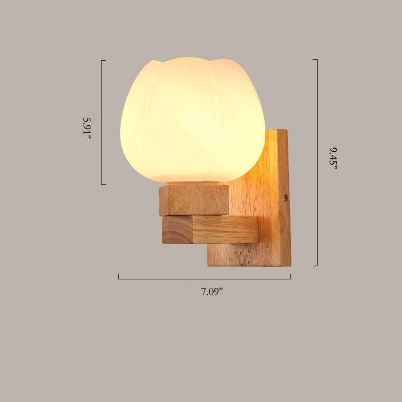 Nordisk Minimalistisk Vägglampa med Glas och Trä