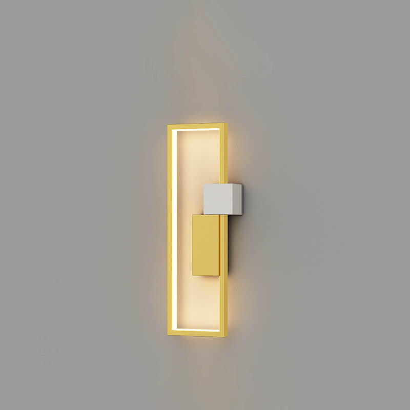 Minimalistisk fyrkantig LED-vägglampa med ram av järn och silikon