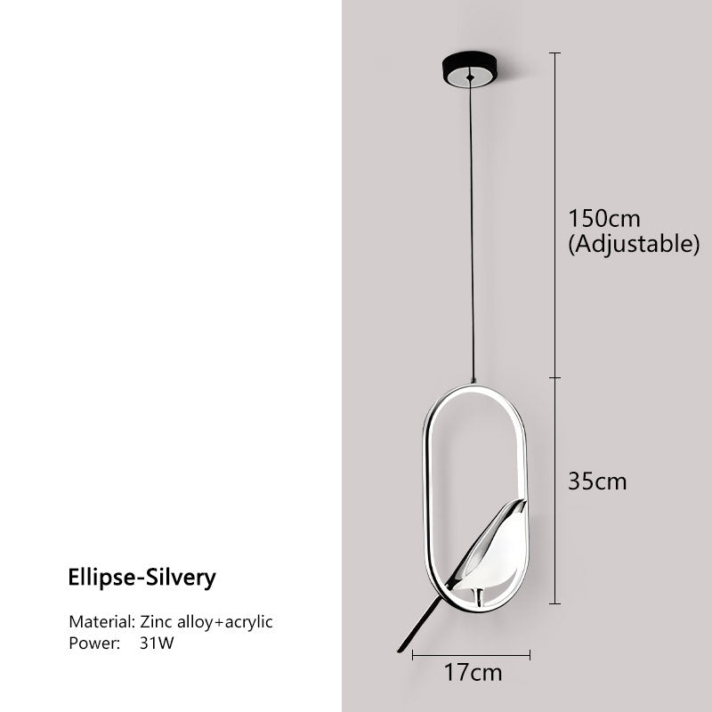 Svart Nordisk Skata LED Pendellampa – Stilig Inomhuschandelier för Kök och Sovrum Belysning