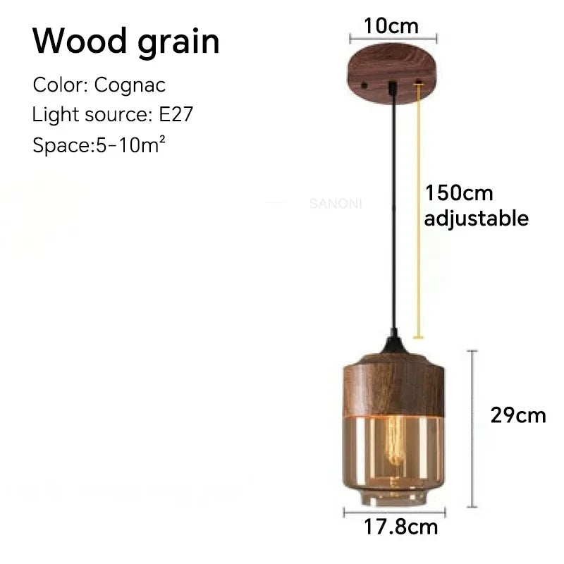 Nordic Wood Glas Pendel Ljuskrona – Modern Hängande Lampa