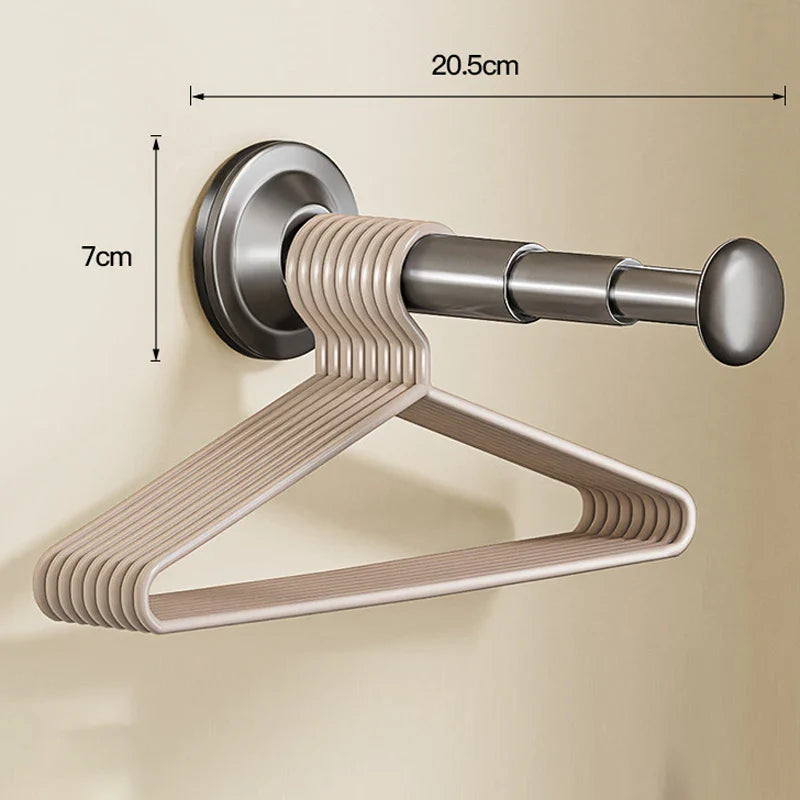 Carvallo FlexiHang | Teleskopfäste med sugkopp | Justerbar & borrfri | För badrum, hall & tvättstuga