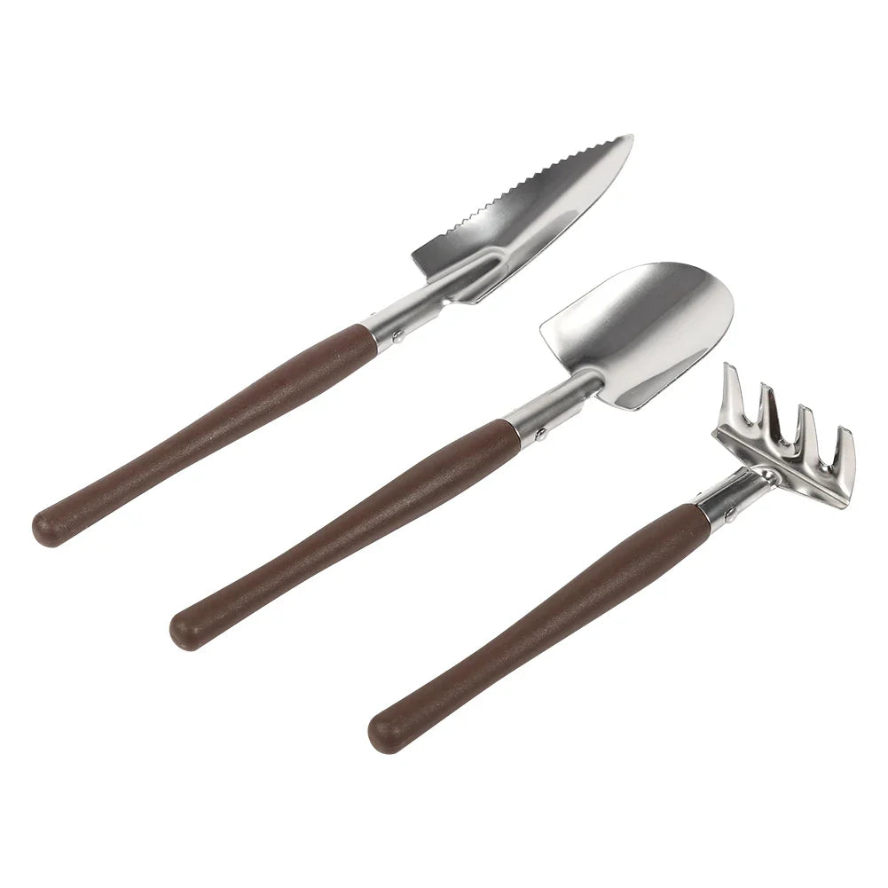 Carvallo MiniGrow Set Mini-trädgårdsverktyg Set 3-delad | Spade, spad och räfsa | För barn & krukträdgård