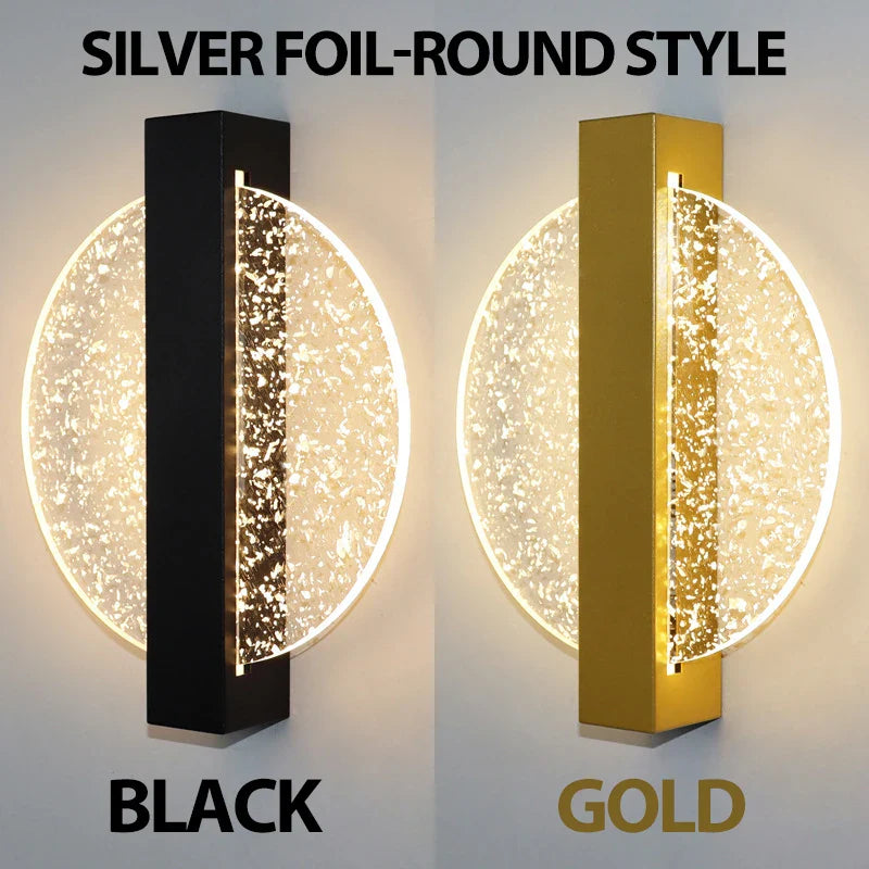 Modern LED Vägglampa med Guldblad Finish – Akryl Väggsconse för Inomhus Sovrum och Vardagsrum Belysning